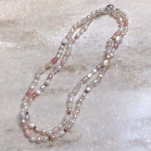 😍 Honora Pearl & Rose Quartz 40” Necklace😍NWOT